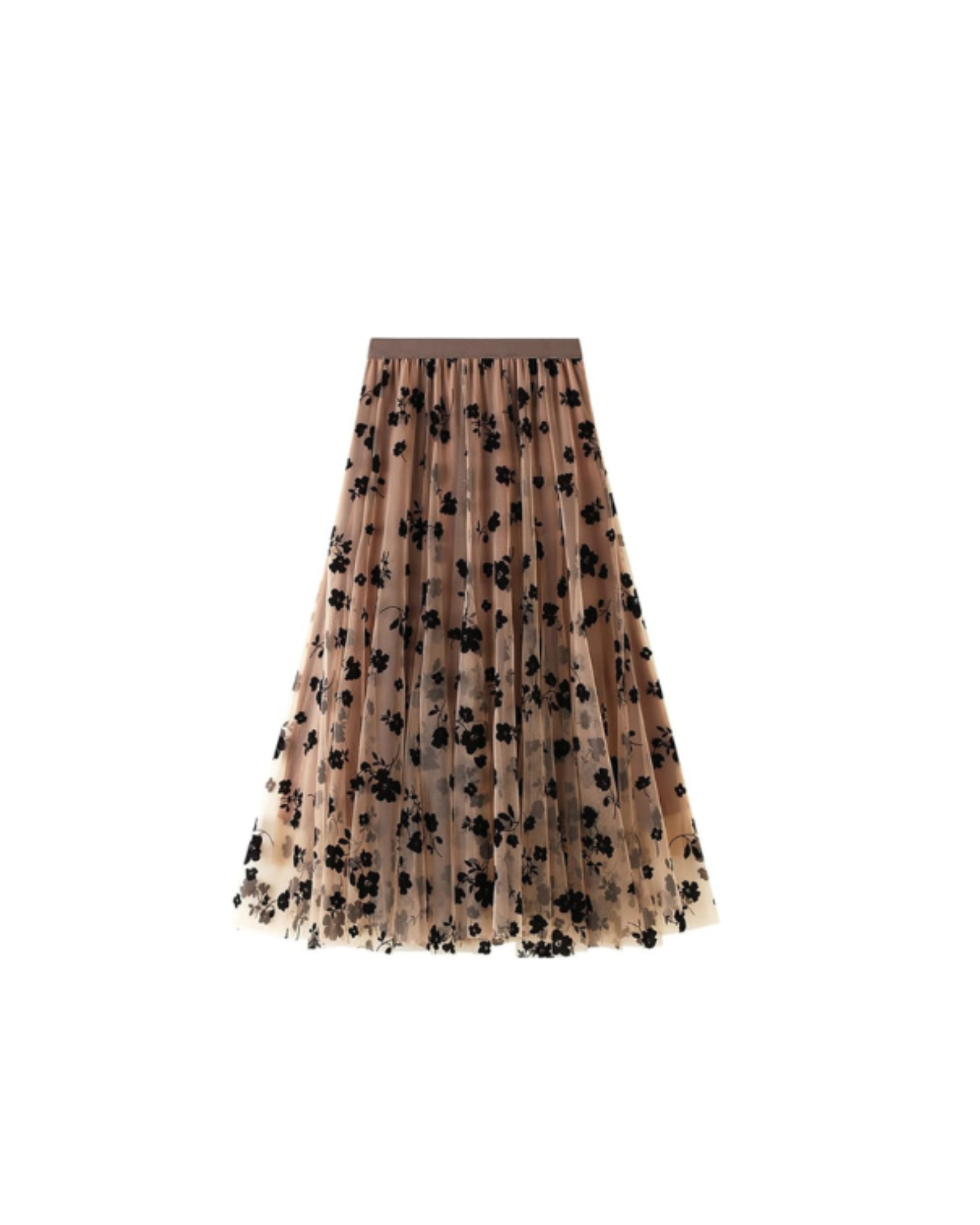 ÉNORA – Jupe Longue Tulle Brodé Taille Empire