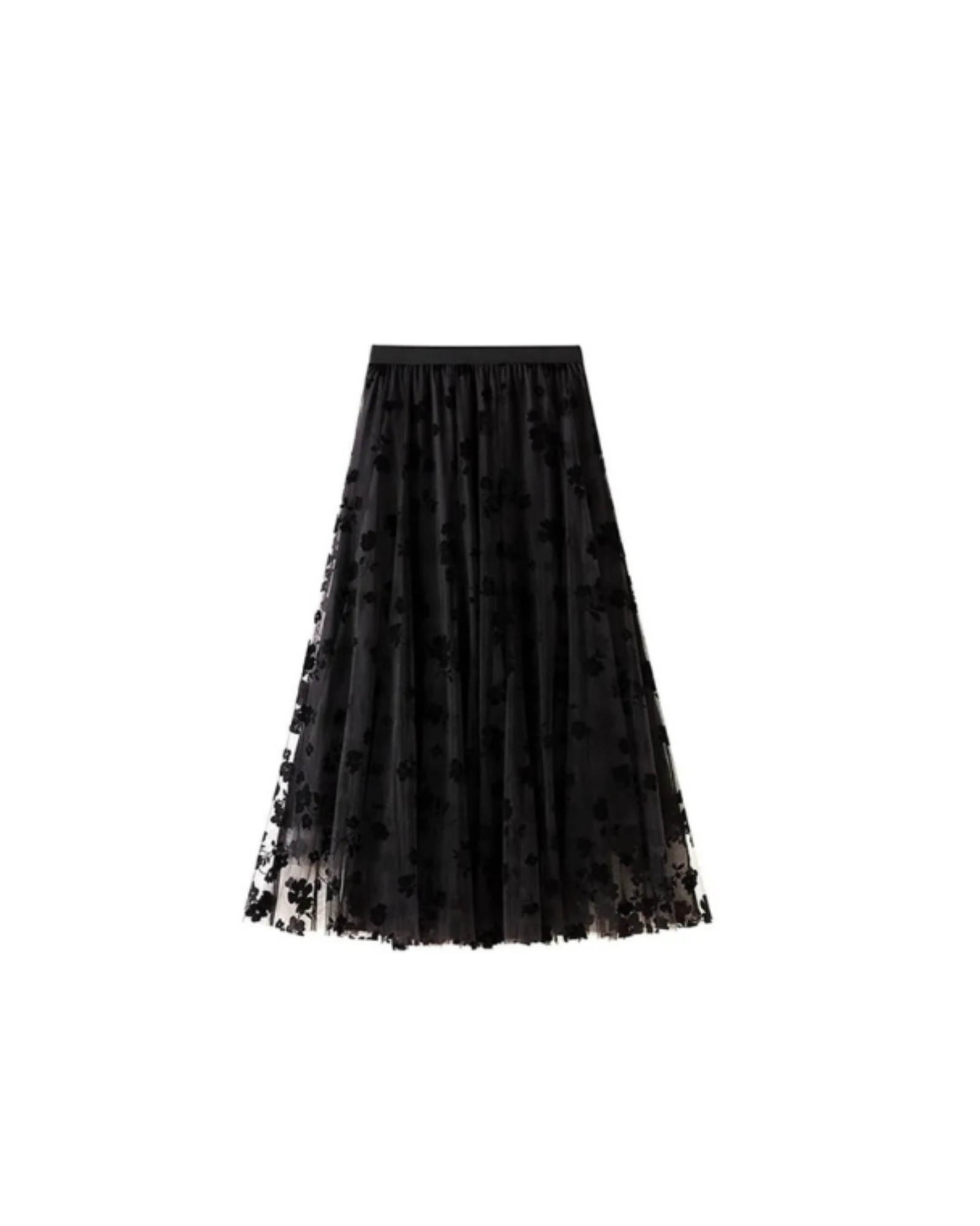 ÉNORA – Jupe Longue Tulle Brodé Taille Empire