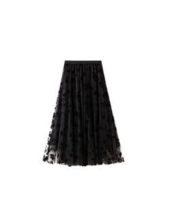 ÉNORA – Jupe Longue Tulle Brodé Taille Empire