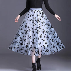 ÉNORA – Jupe Longue Tulle Brodé Taille Empire